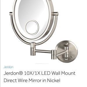 NWT JERDON WALL MOUNTED 10x/1X/15x MAKEUP MIRROR.